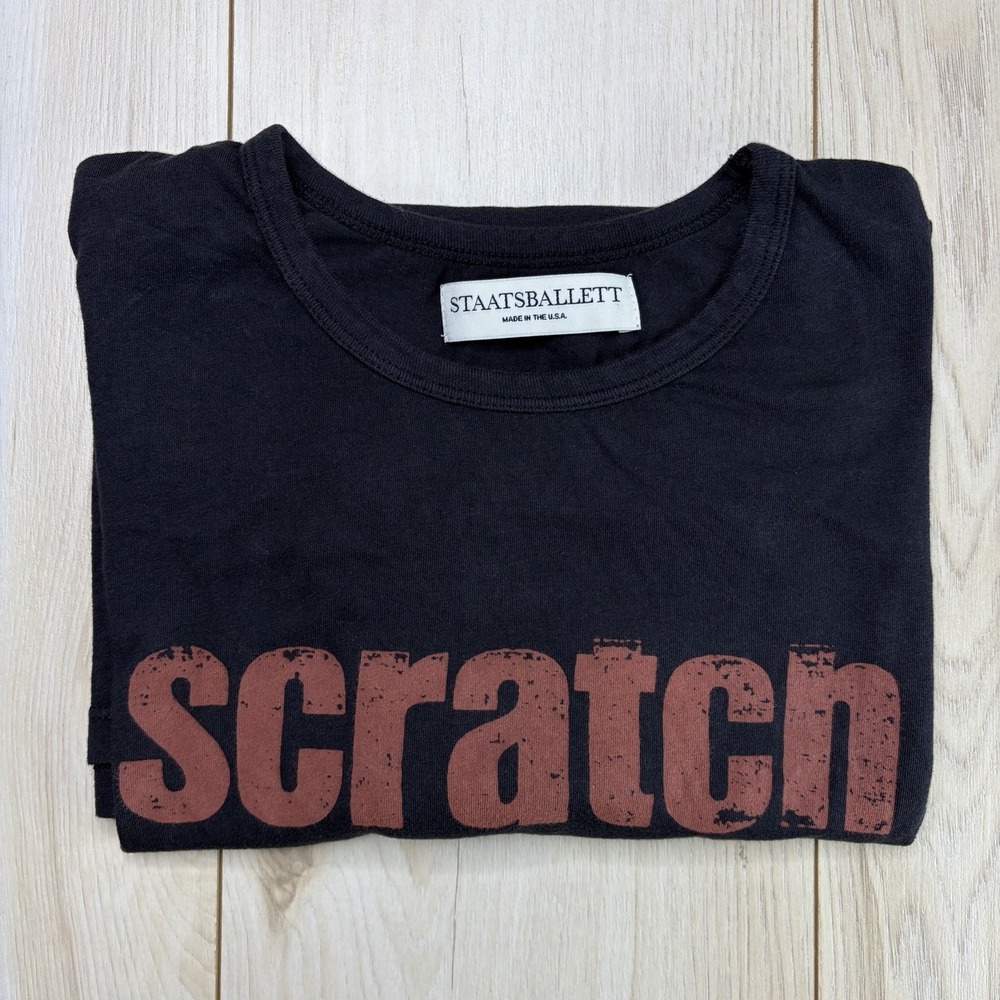 STAATSBALLETT "scratch" T-Shirt Mens Medium Black Red Cotton Made In USA